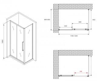 Душевой уголок ABBER Schwarzer Diamant AG30120BMH-S90BM 120x90см чёрный